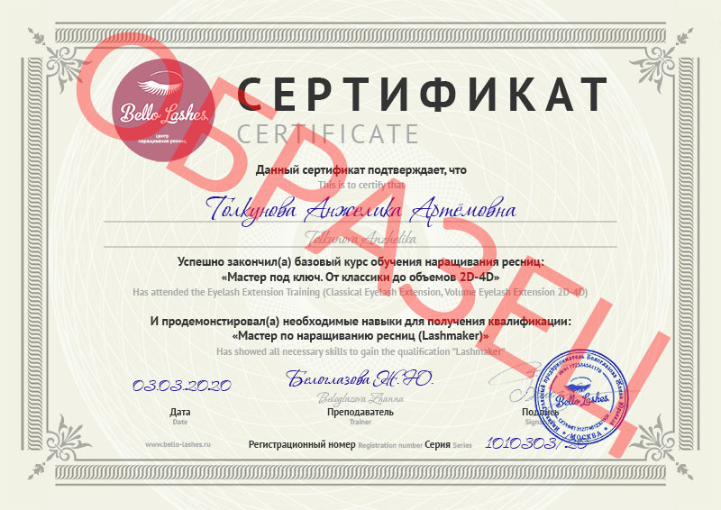 Сертификат установленного образца от классики до объемов 2D-4D